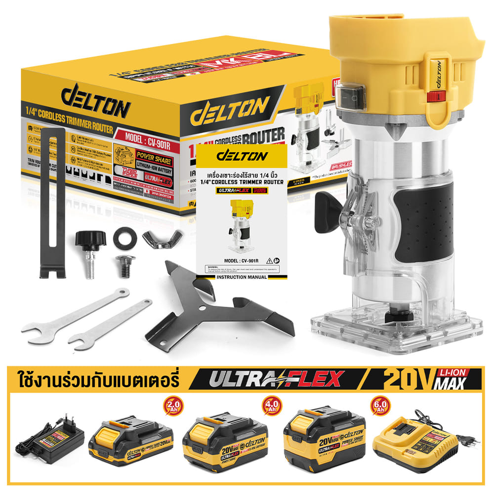 ทริมเมอร์ไร้สาย (เฉพาะเครื่องเปล่า) DELTON รุ่น CV-901R 20V